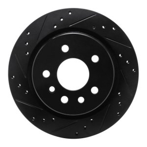 Cadillac Catera Brake Rotor (1) - Rear Left - R1 Concepts - Drilled & Slotted - Black - 2001